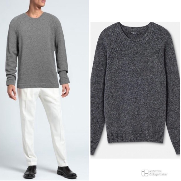 Versace men’s cashmere Greca melange sweater in grey NWT - Picture 1 of 11